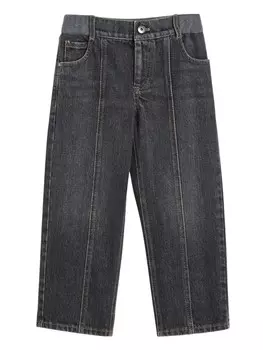 Brunello Cucinelli Kids джинсы с отделкой в рубчик, серый