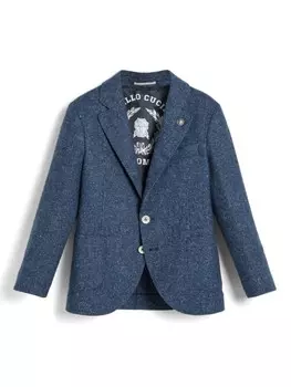 Brunello Cucinelli Kids фланелевый блейзер в ломаную клетку, синий