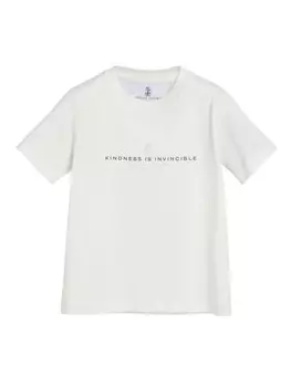 Brunello Cucinelli Kids футболка из хлопка с принтом, белый