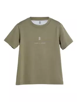 Brunello Cucinelli Kids футболка из хлопка с принтом, зеленый