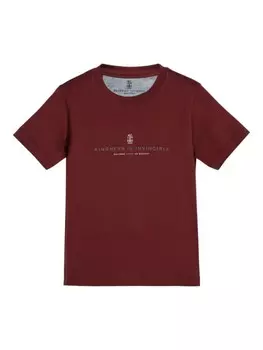 Brunello Cucinelli Kids футболка из хлопка с принтом, красный
