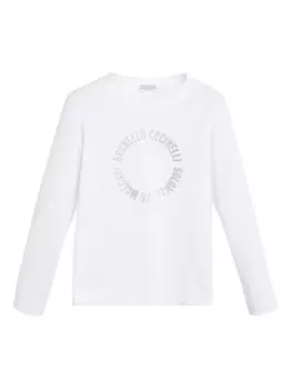 Brunello Cucinelli Kids футболка с длинными рукавами, белый