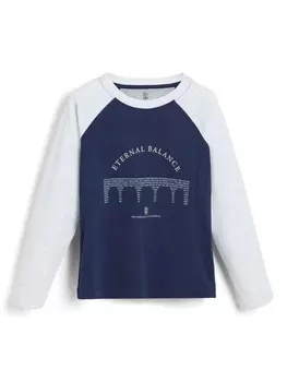 Brunello Cucinelli Kids футболка с графичным принтом, синий