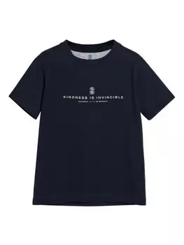 Brunello Cucinelli Kids футболка с коротким рукавом с принтом, черный