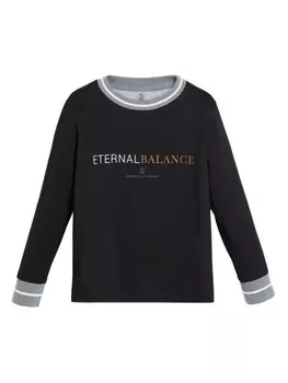 Brunello Cucinelli Kids футболка с логотипом, черный