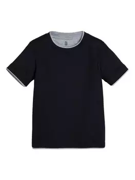 Brunello Cucinelli Kids футболка с многослойным эффектом, синий