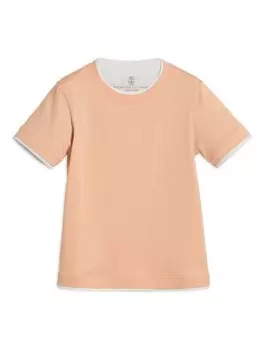 Brunello Cucinelli Kids футболка с многослойным эффектом, оранжевый