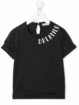 Brunello Cucinelli Kids футболка с надписью, серый