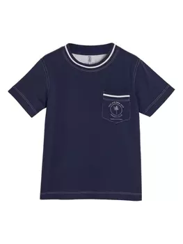 Brunello Cucinelli Kids футболка с нагрудным карманом, синий