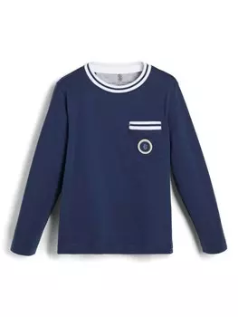 Brunello Cucinelli Kids футболка с нашивкой-логотипом, синий