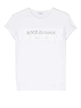 Brunello Cucinelli Kids футболка с пайетками, белый