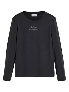 Brunello Cucinelli Kids футболка с вышитым мотивом, черный