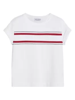 Brunello Cucinelli Kids футболка в полоску, белый