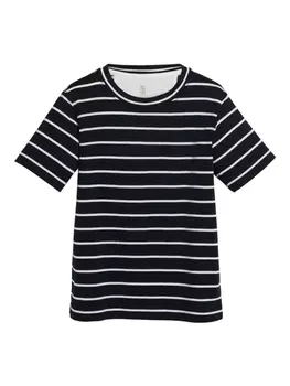 Brunello Cucinelli Kids футболка в полоску, синий