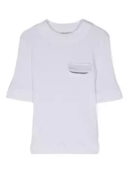 Brunello Cucinelli Kids футболка в рубчик с высоким воротником, белый