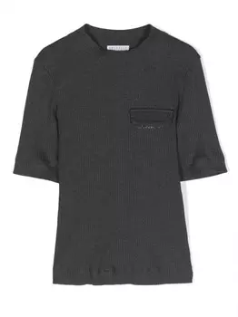 Brunello Cucinelli Kids футболка в рубчик, серый
