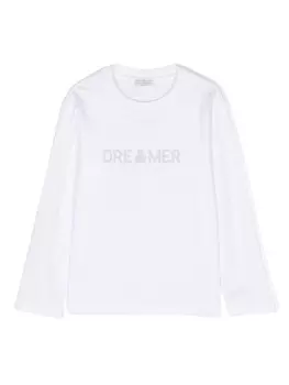 Brunello Cucinelli Kids хлопковая пижамная футболка с логотипом, белый