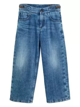 Brunello Cucinelli Kids хлопковые прямые джинсы, синий