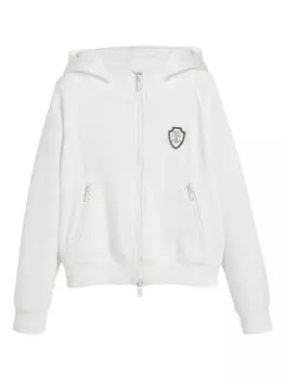Brunello Cucinelli Kids худи на молнии с нашивкой-логотипом, белый