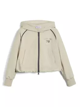 Brunello Cucinelli Kids худи с декором Monili, белый