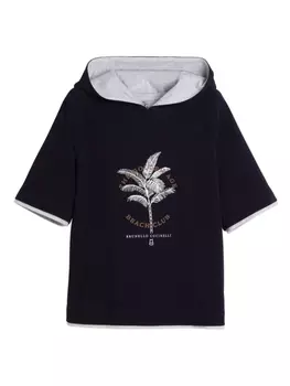 Brunello Cucinelli Kids худи с короткими рукавами, синий
