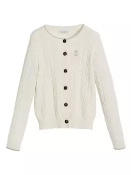 Brunello Cucinelli Kids кардиган фактурной вязки, белый