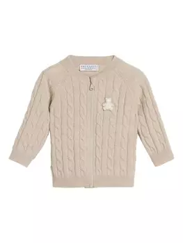 Brunello Cucinelli Kids кардиган фактурной вязки, коричневый