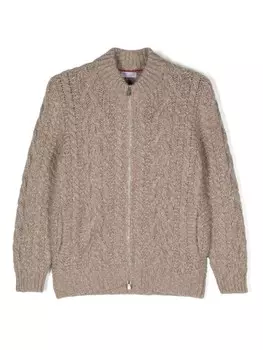 Brunello Cucinelli Kids кардиган фактурной вязки, нейтральный цвет