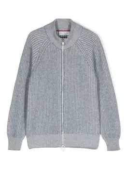 Brunello Cucinelli Kids кардиган в рубчик, синий