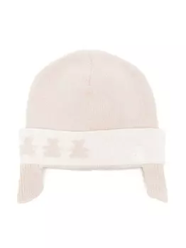 Brunello Cucinelli Kids кашемировая шапка бини в рубчик, нейтральный цвет