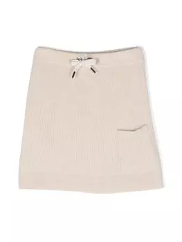 Brunello Cucinelli Kids кашемировая юбка А-силуэта с кулиской, нейтральный цвет