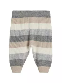 Brunello Cucinelli Kids кашемировые брюки в полоску, нейтральный цвет