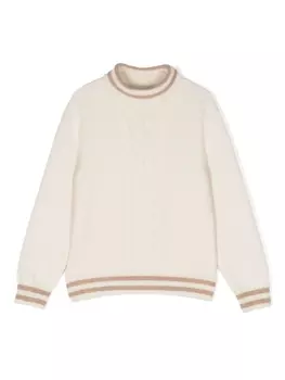 Brunello Cucinelli Kids кашемировый джемпер фактурной вязки, белый