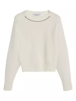 Brunello Cucinelli Kids кашемировый джемпер в рубчик, белый