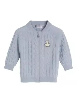 Brunello Cucinelli Kids кашемировый кардиган с аппликацией, синий