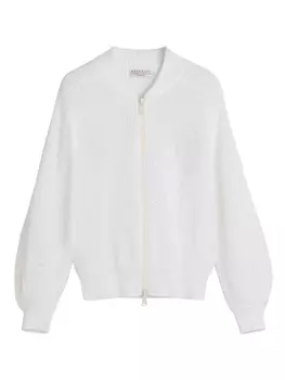 Brunello Cucinelli Kids кашемировый кардиган в рубчик, белый