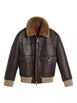 Brunello Cucinelli Kids куртка-авиатор, коричневый
