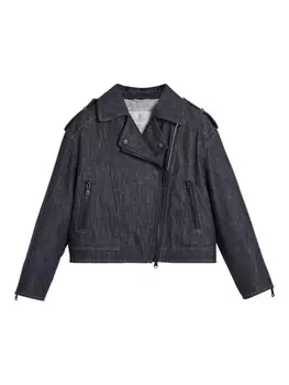 Brunello Cucinelli Kids куртка байкерская из денима Monili, синий