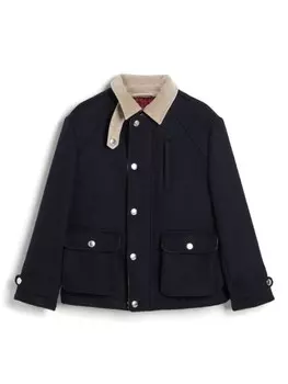 Brunello Cucinelli Kids куртка с вельветовым воротником, синий