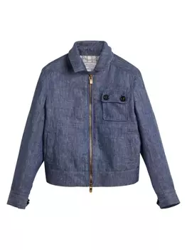 Brunello Cucinelli Kids льняная куртка, синий