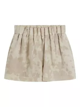 Brunello Cucinelli Kids льняные шорты с цветочным принтом, нейтральный цвет