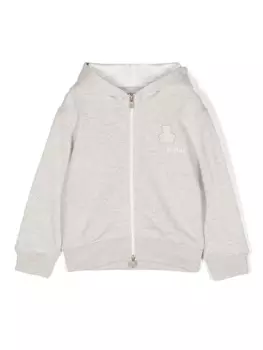 Brunello Cucinelli Kids logo-embroidered cashmere hoodie, серый