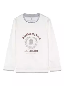 Brunello Cucinelli Kids многослойная футболка с логотипом, белый