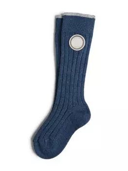 Brunello Cucinelli Kids носки из кашемира в рубчик, синий