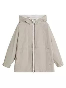 Brunello Cucinelli Kids плащ на молнии с капюшоном, нейтральный цвет