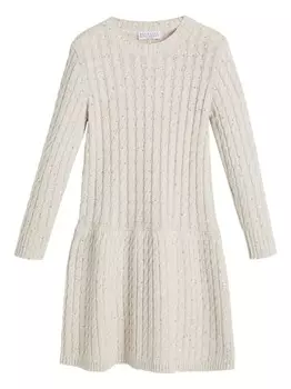 Brunello Cucinelli Kids платье миди с косами, нейтральный цвет