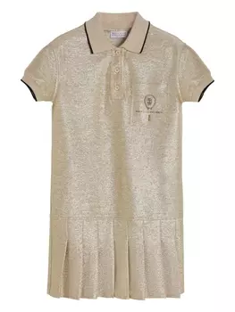Brunello Cucinelli Kids платье с вышитым логотипом, золотистый