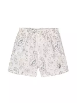 Brunello Cucinelli Kids плавки-шорты с принтом пейсли, серый