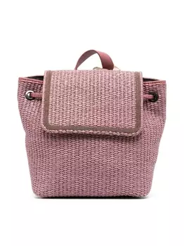 Brunello Cucinelli Kids плетеный рюкзак с бусинами, розовый