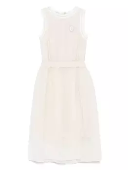 Brunello Cucinelli Kids плиссированное платье без рукавов, нейтральный